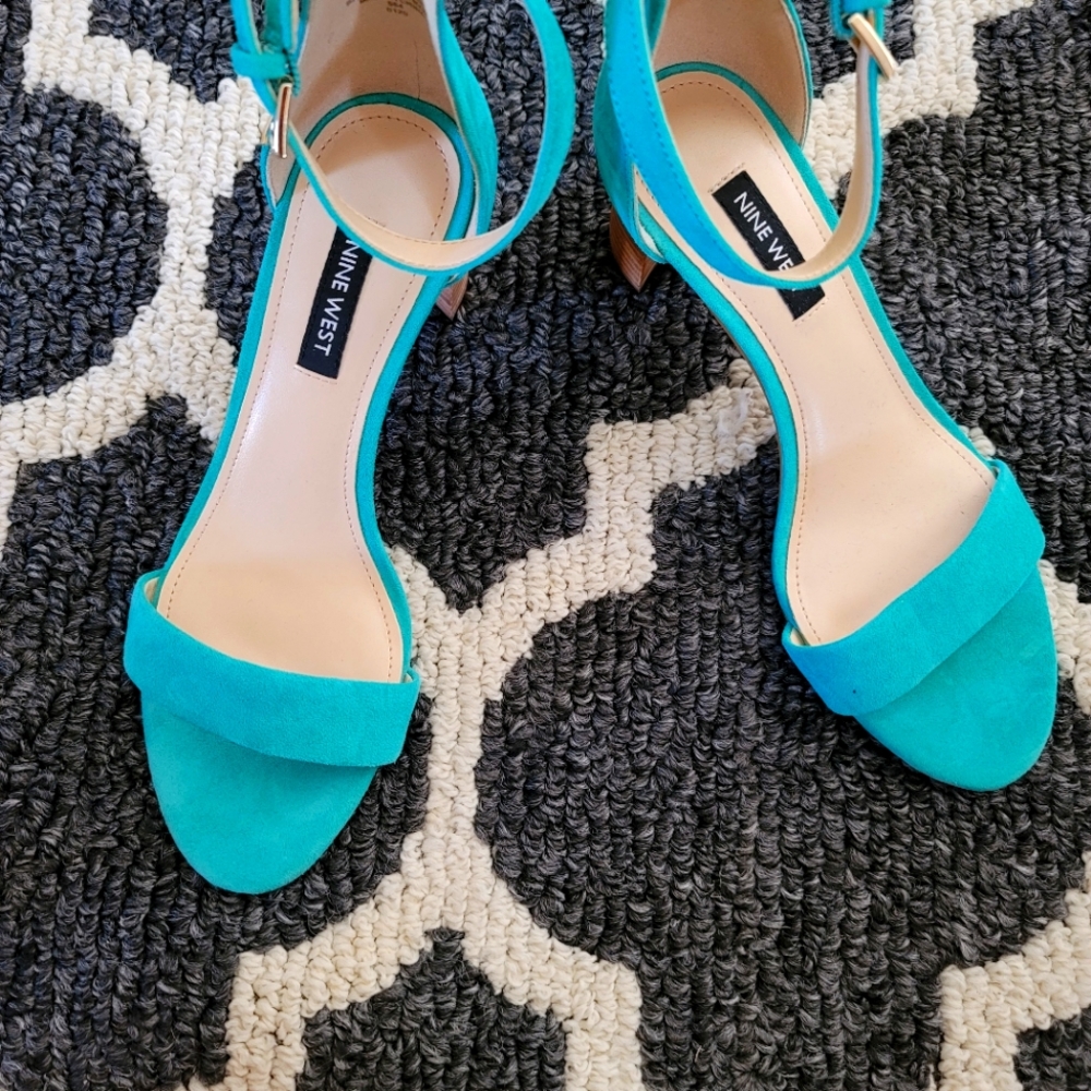 FINAL SALE Nine West Teal Suede Sandals